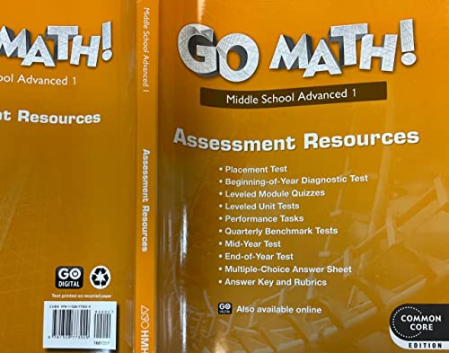 Go Math! Assessment Resource with Answers Advanced 1