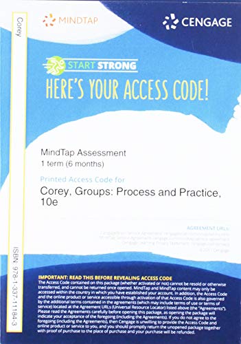 MindTap Counseling, 1 term (6 months) Printed Access Card for Corey/Corey/Corey's Groups: Process and Practice