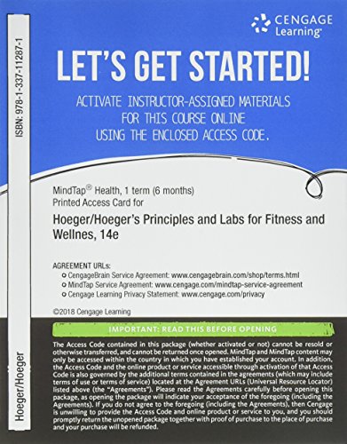 MindTap Health, 1 term (6 months) Printed Access Card for Hoeger/Hoeger/Fawson/Hoeger's Principles and Labs for Fitness and Wellness, 14th