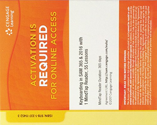 Keyboarding in SAM 365 & 2016 with MindTap Reader, 55 Lessons, 2 terms (12 months), Printed Access Card