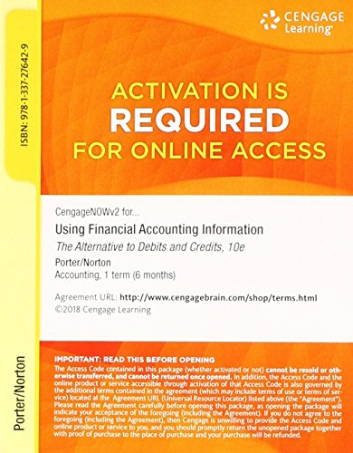 CNOWv2, 1 term Printed Access Card for Porter/Norton's Using Financial Accounting Information, 10th