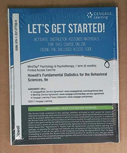 MindTap Psychology, 1 term (6 months) Printed Access Card for Howell's Fundamental Statistics for the Behavioral Sciences
