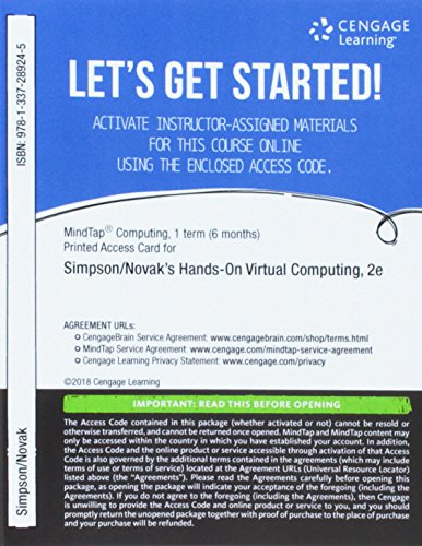 MindTap Networking, 1 term (6 months) Printed Access Card for Simpson/Novak's Hands-On Virtual Computing