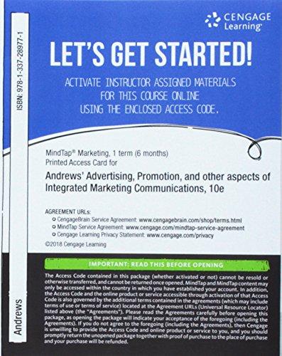 MindTap Marketing, 1 term (6 months) Printed Access Card for Andrews/Shimp's Advertising, Promotion and other aspects of Integrated Marketing Communications