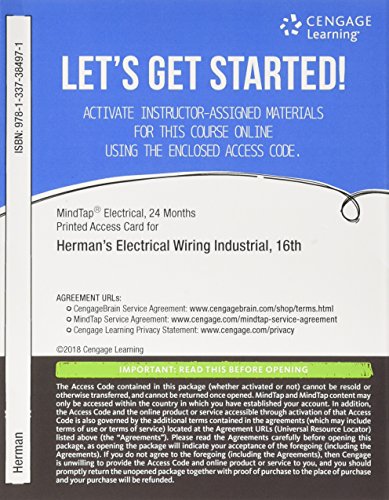 MindTap Electrical, 4 terms (24 months) Printed Access Card for Hermanâ€™s Electrical Wiring Industrial, 16th
