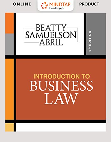MindTap Business Law, 1 term (6 months) Printed Access Card for Beatty/Samuelson/Abril's Introduction to Business Law