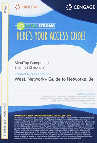 MindTap Networking, 1 term (6 months) Printed Access Card for West/Dean/Andrews' Network+ Guide to Networks, 8th