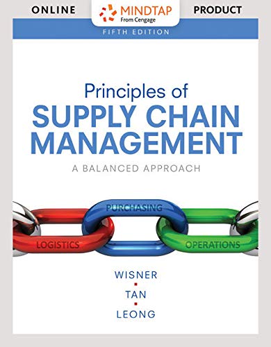 MindTap Decision Sciences, 1 term (6 months) Printed Access Card for Wisner/Tan/Leong's Principles of Supply Chain Management: A Balanced Approach, 5th