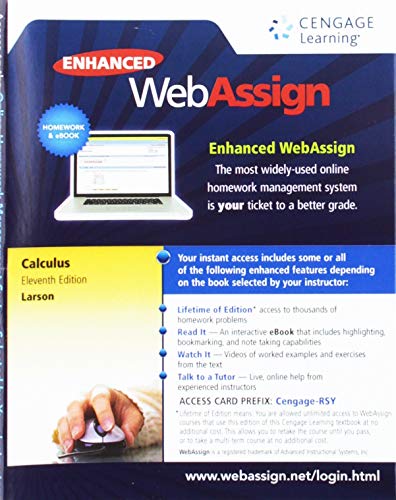 WebAssign Printed Access Card for Larson/Edwards' Calculus, 11th Edition, Single-Term