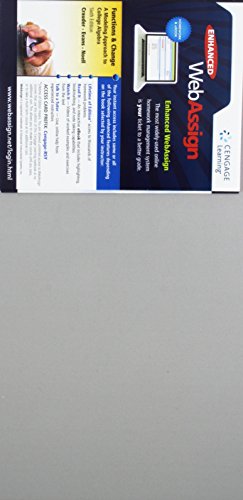 WebAssign Printed Access Card for Crauder/Evans/Noell's Functions and Change: A Modeling Approach to College Algebra, 6th Edition, Single-Term