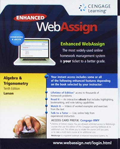 WebAssign Printed Access Card for Larson's Algebra & Trigonometry, 10th Edition, Single-Term