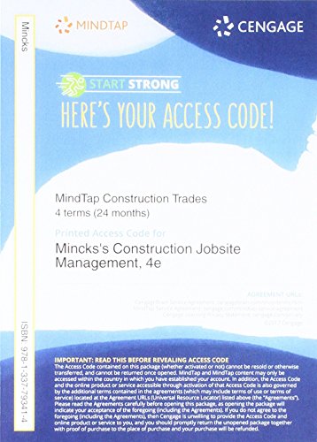 MindTap Construction, 4 terms (24 months) Printed Access Card for Mincks/Johnston's Construction Jobsite Management