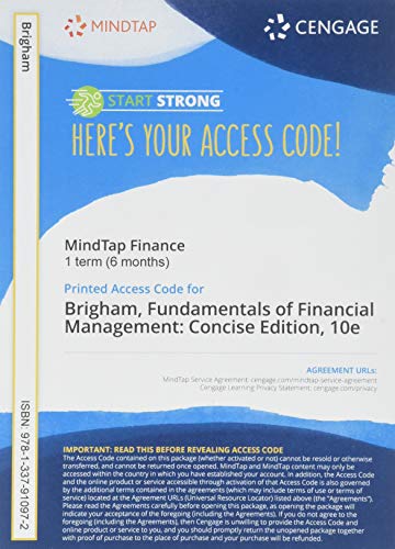 MindTap for Brigham/Houston's Fundamentals of Financial Management, Concise Edition, 1 term Printed Access Card