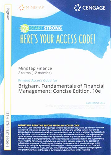 MindTap for Brigham/Houston's Fundamentals of Financial Management, Concise Edition, 2 terms Printed Access Card
