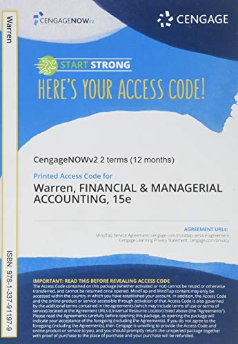 CNOWv2 for Warren/Jones/Tayler's Financial & Managerial Accounting, 2 terms Printed Access Card