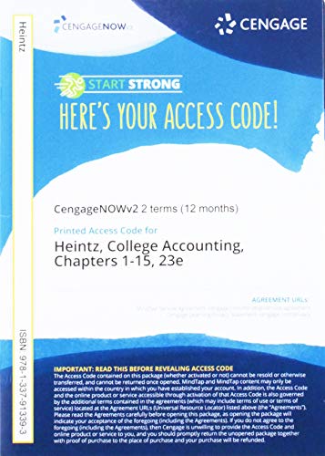 CNOWv2 for Heintz/Parry's College Accounting, Chapters 1- 15, 2 terms Printed Access Card