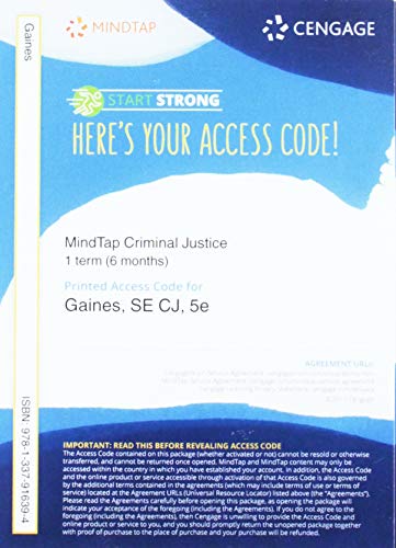 MindTap Criminal Justice, 1 term 6 months) Printed Access Card for Gaines/Miller's CJ, 5th