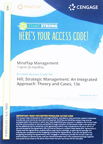 MindTap for Hill/Schilling/Jones' Strategic Management An Integrated Approach: Theory & Cases, 1 term Printed Access Card