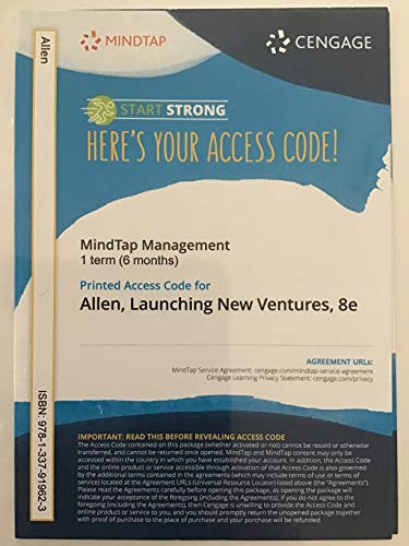 MindTap for Allen's Launching New Ventures: An Entrepreneurial Approach, 1 term Printed Access Card
