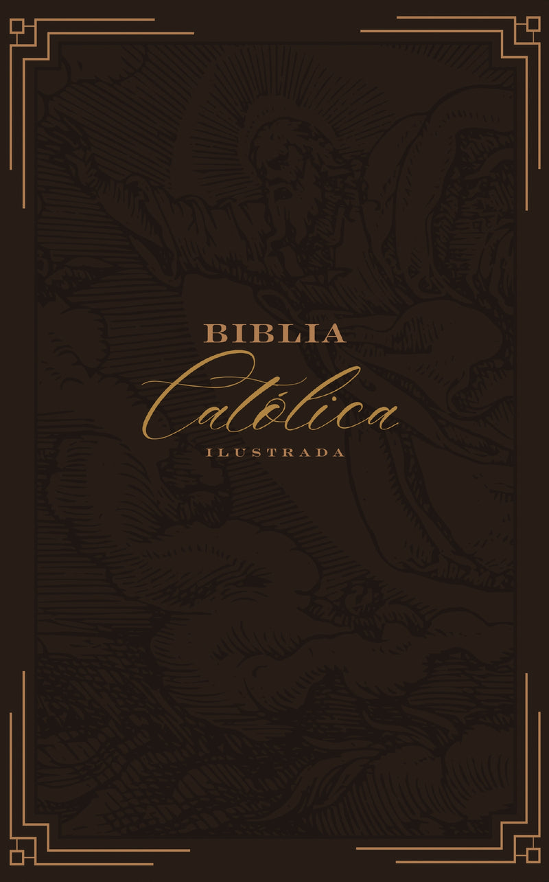 Biblia Católica, Ilustrada, Piel genuina, Café, Comfort Print