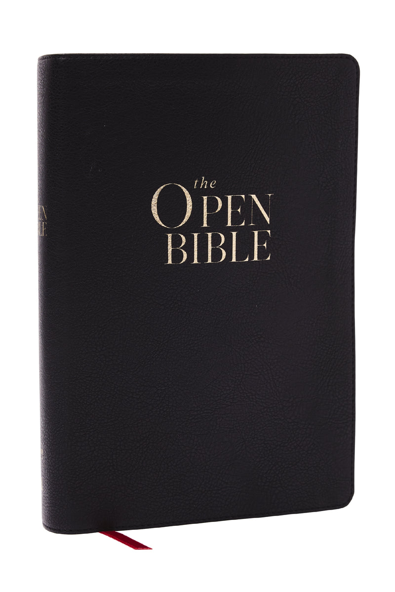 The Open Bible: Read and Discover the Bible for Yourself (KJV, Black Leathersoft, Red Letter, Comfort Print)