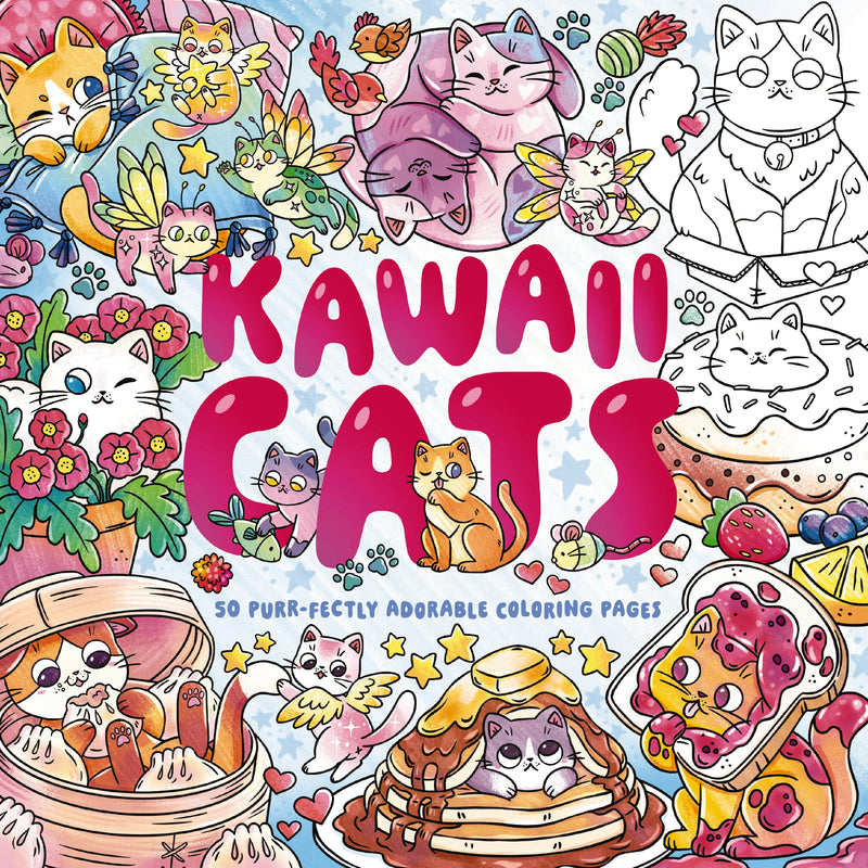 Kawaii Cats: 50 Purr-fectly Adorable Coloring Pages
