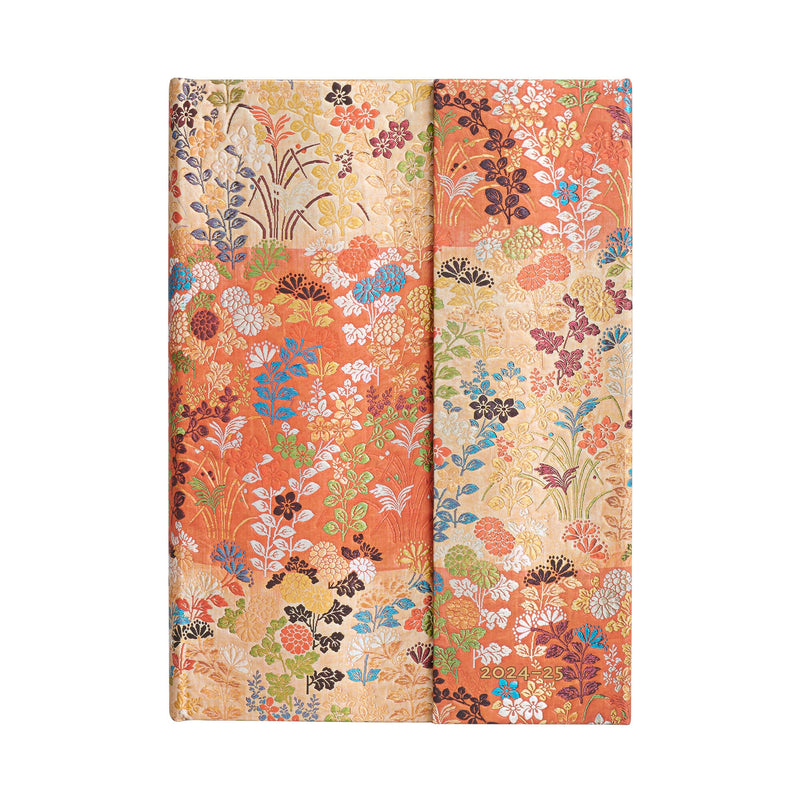 Paperblanks | 2024–2025 Weekly Planner | Kara-ori | Japanese Kimono | 18-Month | Midi | Horizontal | Wrap | 208 Pg | 80 GSM
