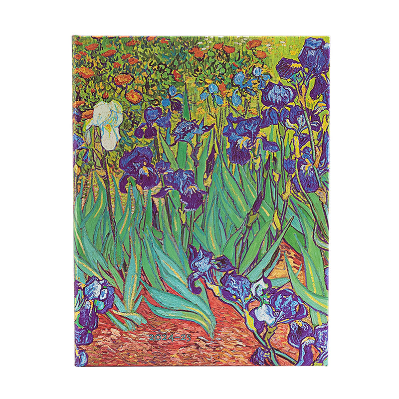 Paperblanks | 2024–2025 Weekly Planner | Van Gogh Irises | Van Gogh Irises | 18-Month | Ultra | Vertical | Elastic Band | 208 Pg | 80 GSM