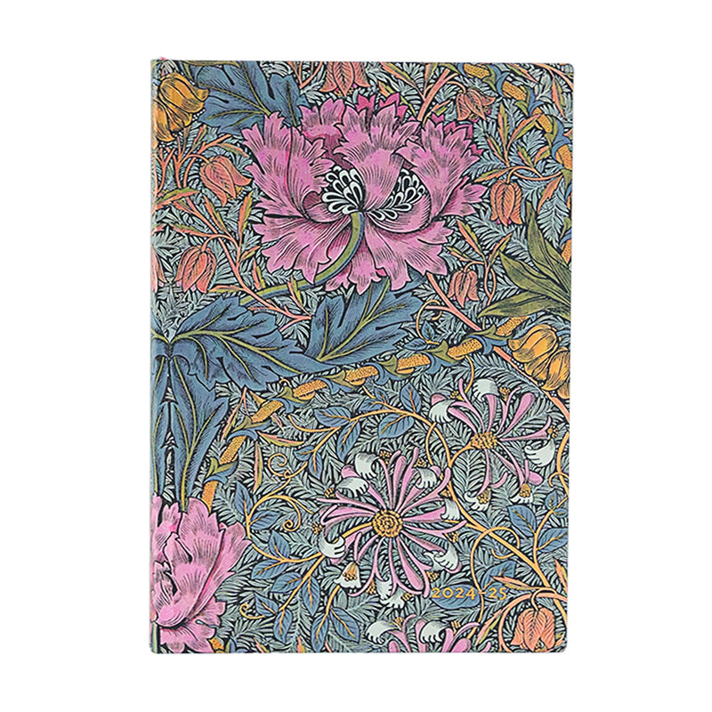 2025 Morris Pink Honeysuckle Midi Horizontal Softcover 18-Month, 224pg, 80GSM, 2025 Flexi Planners (18-Month) by Paperblanks (William Morris)
