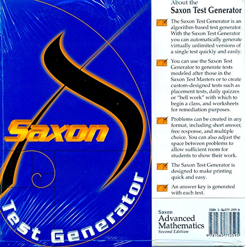 Saxon Advanced Math  Test CD Grades 9-12