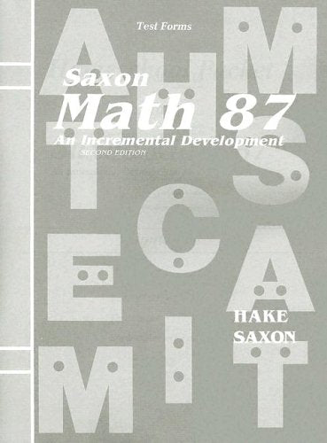 Saxon Math 8/7 Homeschool Homeschool Tests