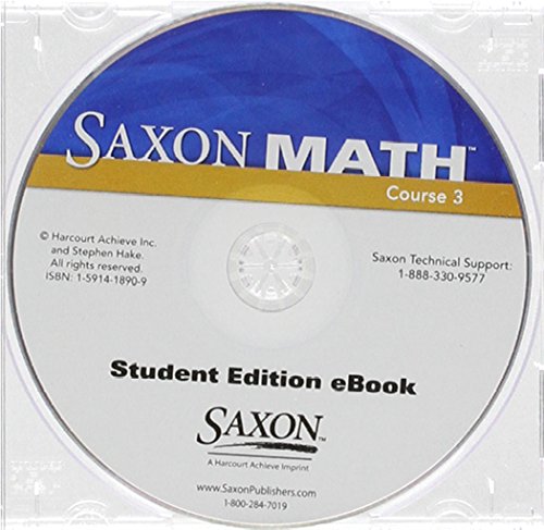 Saxon Math Course 3 Student eBook CD-ROM