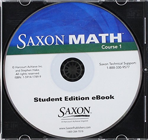 Saxon Math Course 1  Student Edition eBook CD Replacement Grade 6