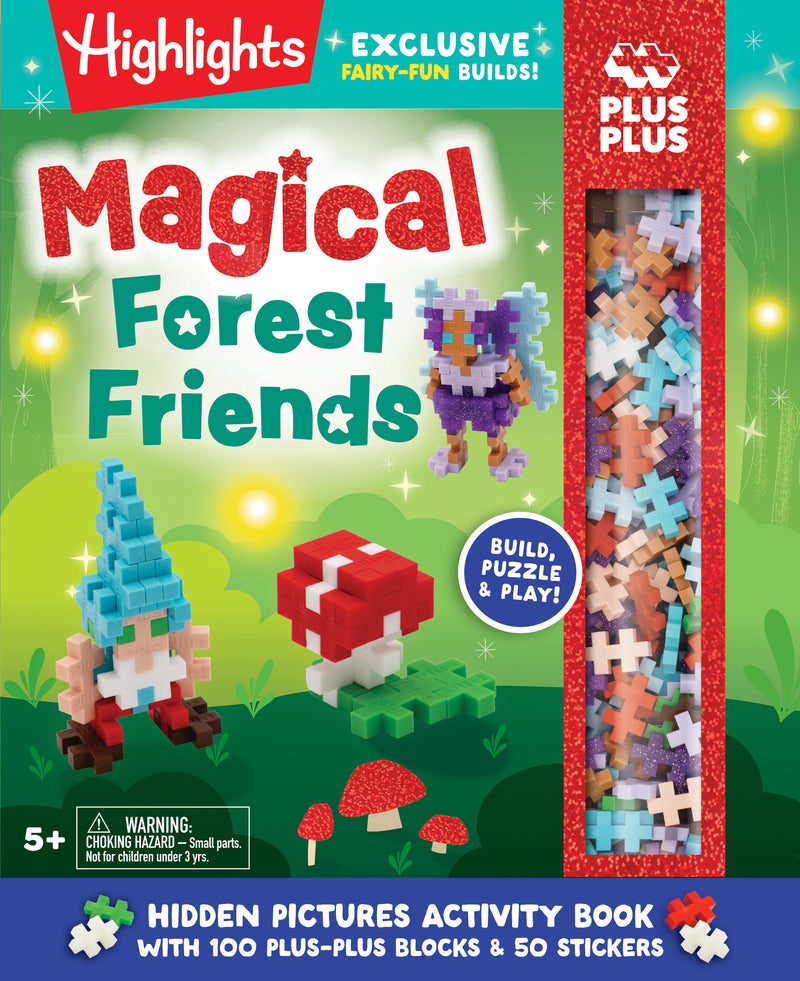 Magical Forest Friends: Build, Puzzle & Play: Hidden Pictures Activity Book with 100 Plus-Plus Blocks & 50 Stickers
