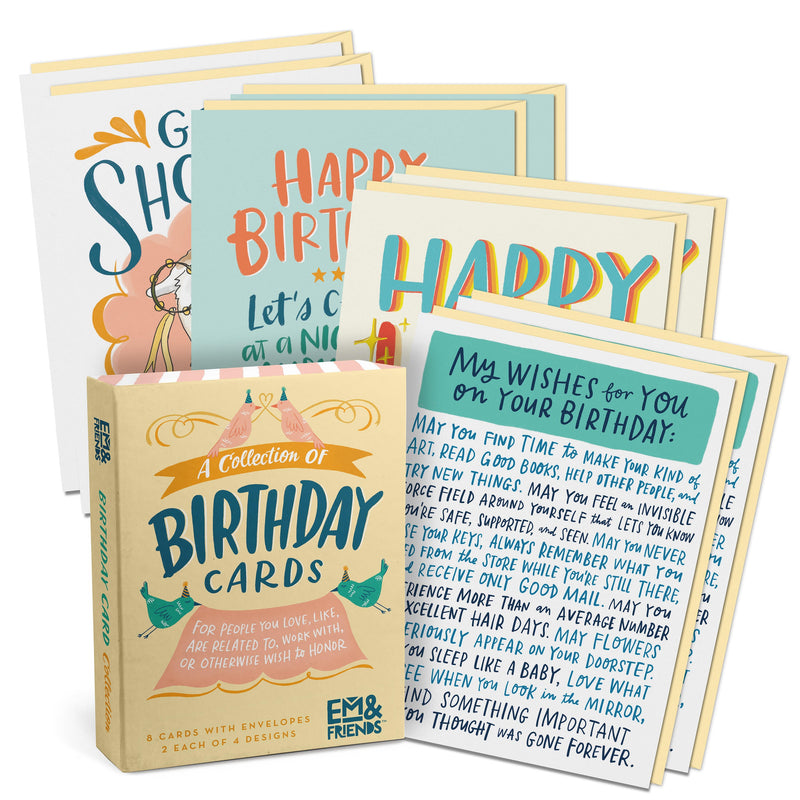 Birthday Cards, Box of 8 Assorted