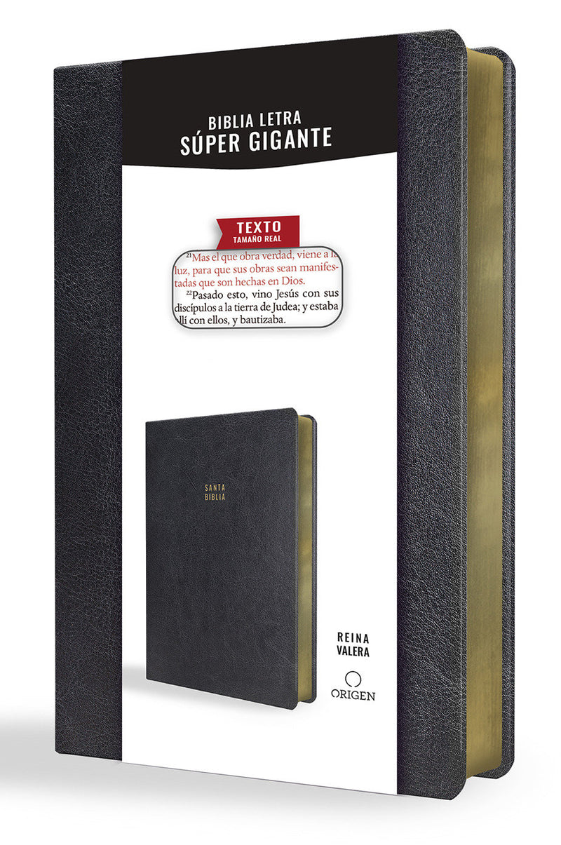 Biblia Reina Valera letra súper gigante, símil piel negro / Spanish Bible Reina Valera Super Giant Print, Black Leathersoft