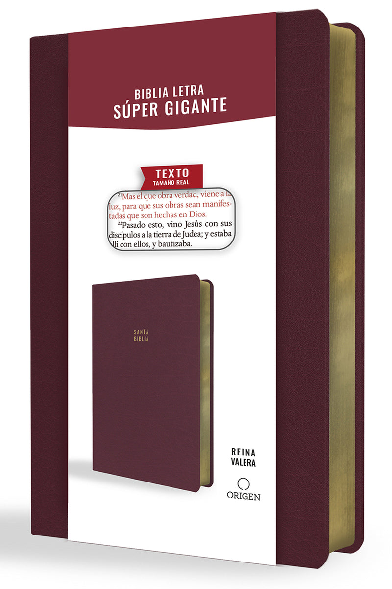 Biblia Reina Valera letra súper gigante, símil piel vinotinto / Spanish Bible Reina Valera Super Giant Print, Burgundy Leathersoft