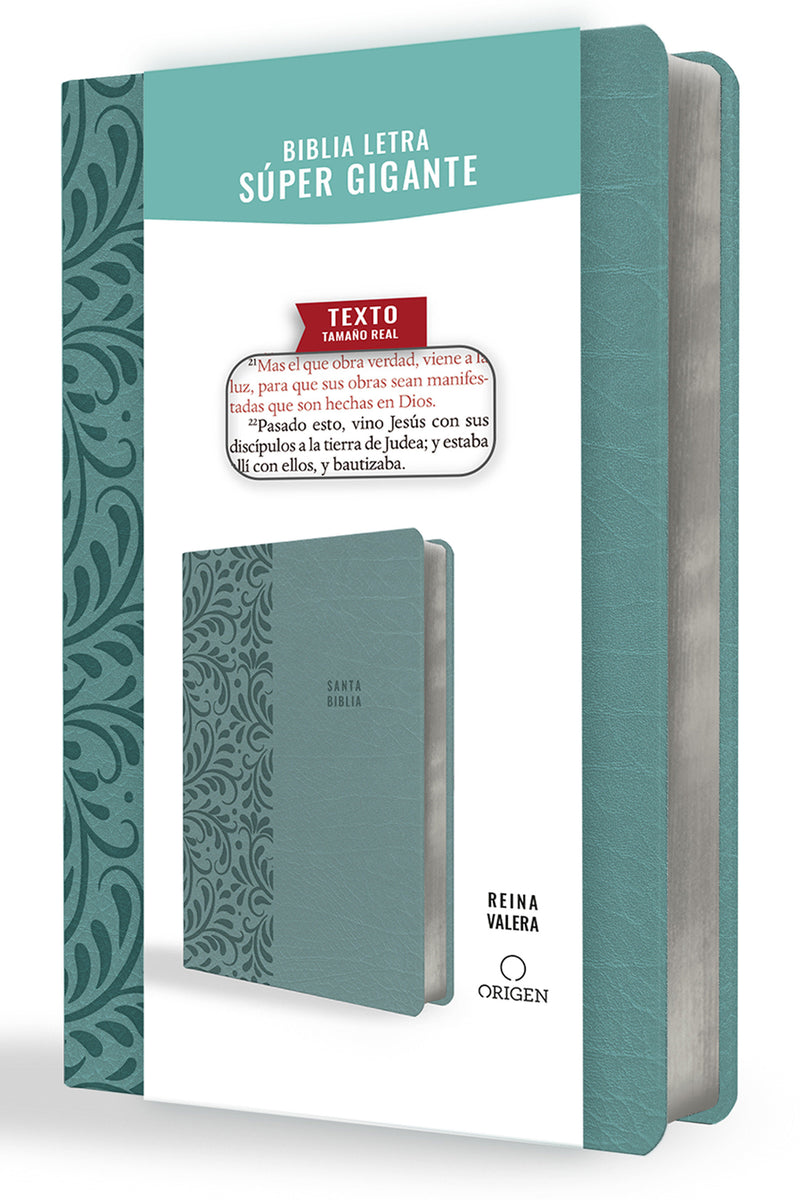 Biblia Reina Valera letra súper gigante, símil piel aguamarina / Spanish Bible Reina Valera Super Giant Print, Aquamarine Leathersoft