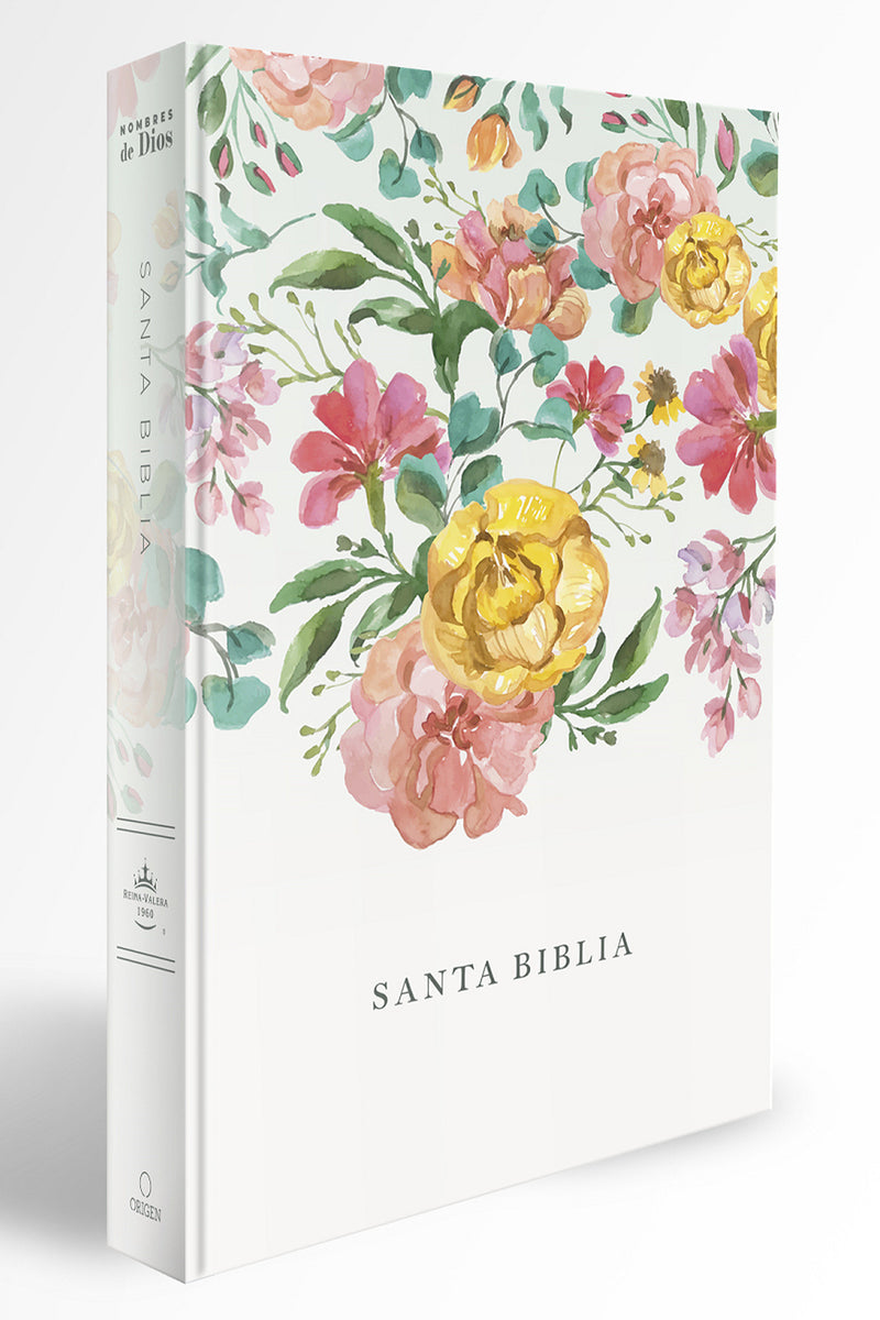Biblia Reina Valera 1960 tamaño manual, tapa dura, flores rosadas / Spanish Bible RVR 1960 Handy Size, LP, HC, pink flowers