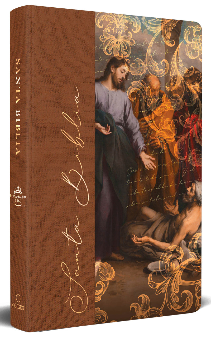 Biblia RVR 1960 letra grande, tamaño manual, tapa dura de tela Jesús sana / Spanish Bible RVR 1960 Handy Size Large Print Hardcover Cloth Jesus Heals