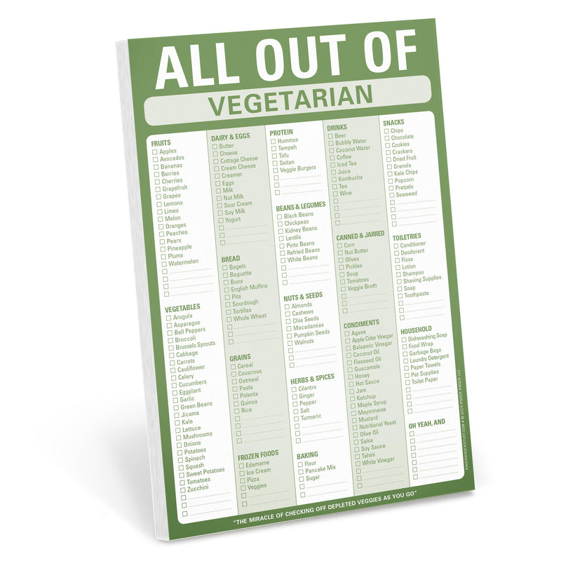 All Out Of Pad (Vegetarian), Vegetarian Shopping List Note Pad