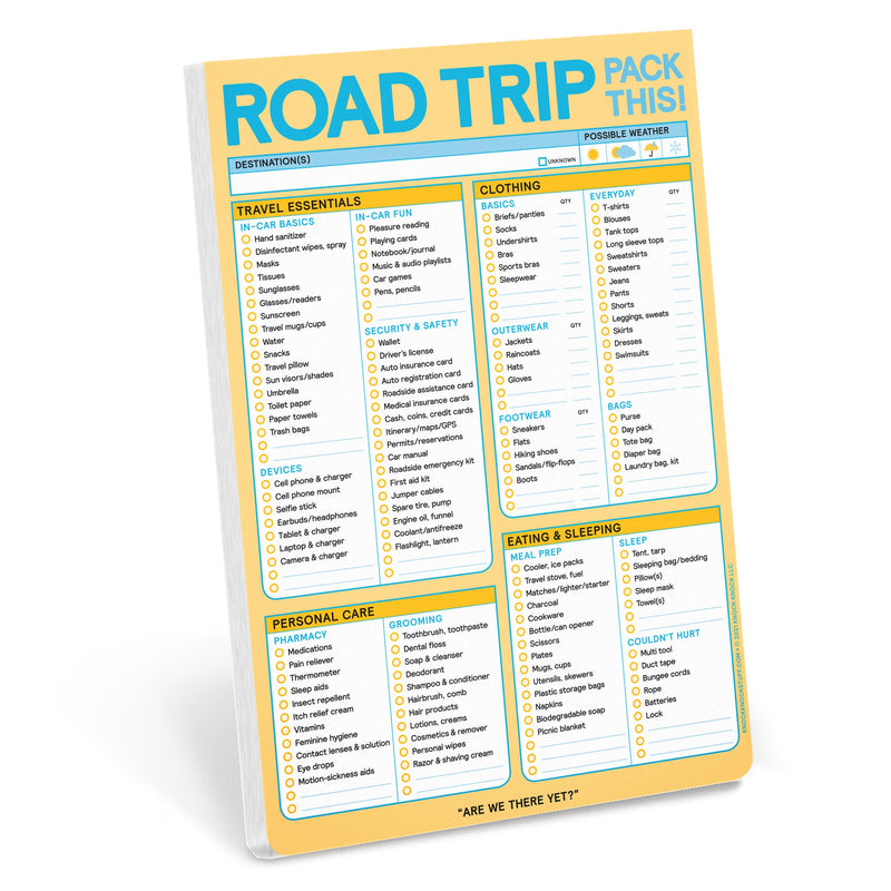 Roadtrip Pack This! Pad - Road Trip Packing List Pad