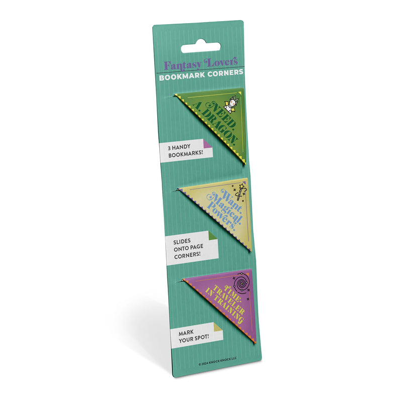 Fantasy Lovers Bookmark Corners, Set of 3 Unique Cardstock Bookmarks