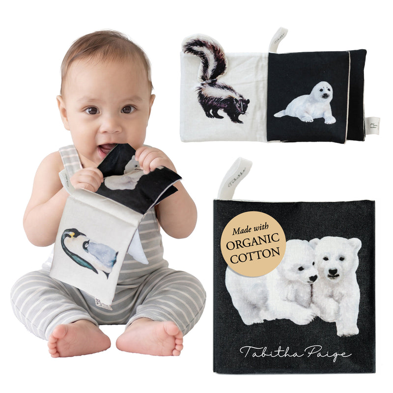 Babys Black & White Crinkle Book Made with Organic Cotton: High-Contrast Art for Sensory Play and On-the-Go Fun