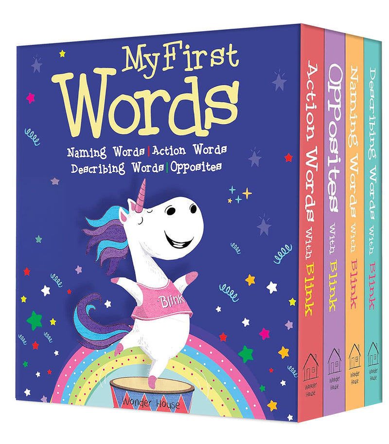 My First Words: Naming words, Action Words, Describing Words, Opposite Words - Box Set of 4 Board Bo