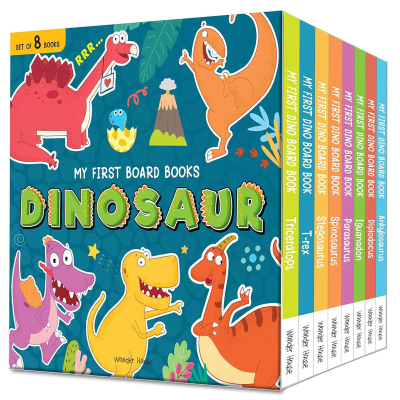 My First Board Books Dinosaur Box Set (8 Books Boxed Set) – Page Count: 96 / Illustrated Dino Board Books / Improves Vocabulary / Clear and Bold Text / Easy