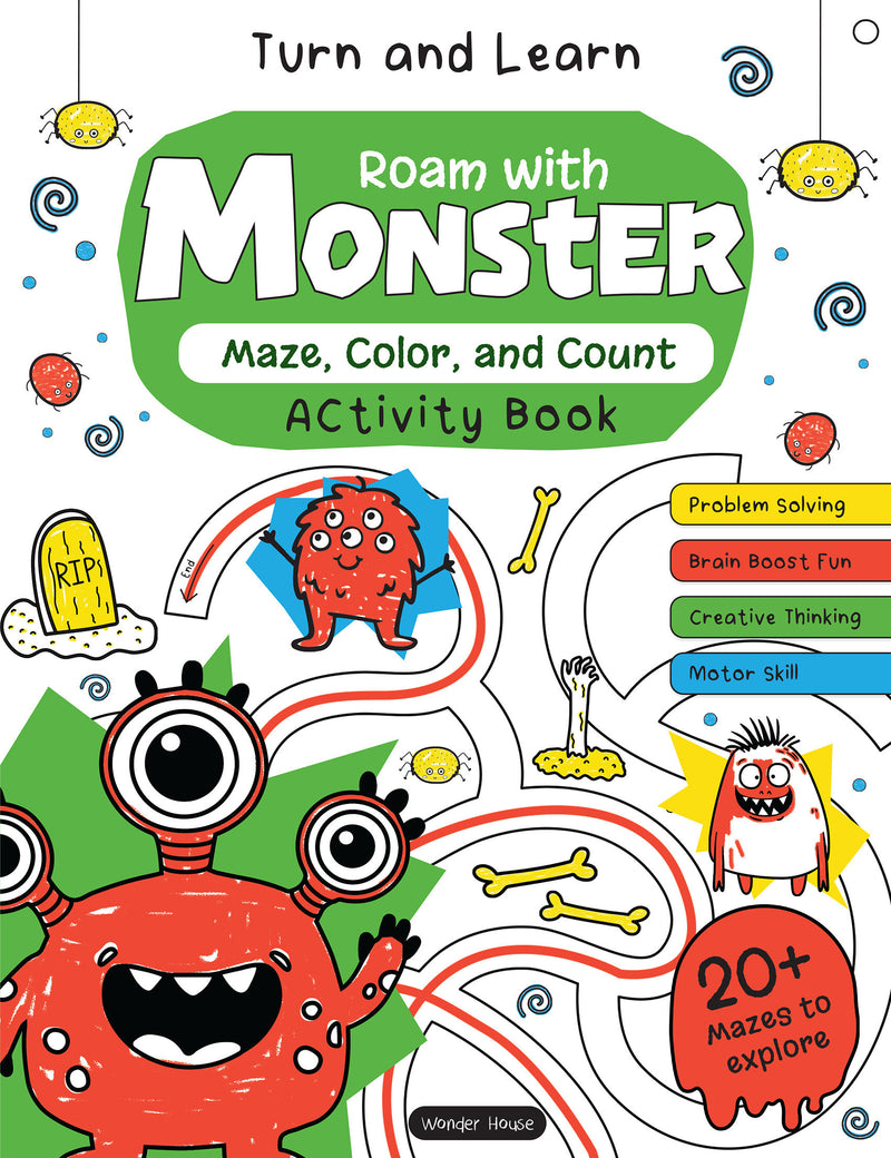 Turn and Learn, Roam with Monsters: Maze, Color and Count Activity Book