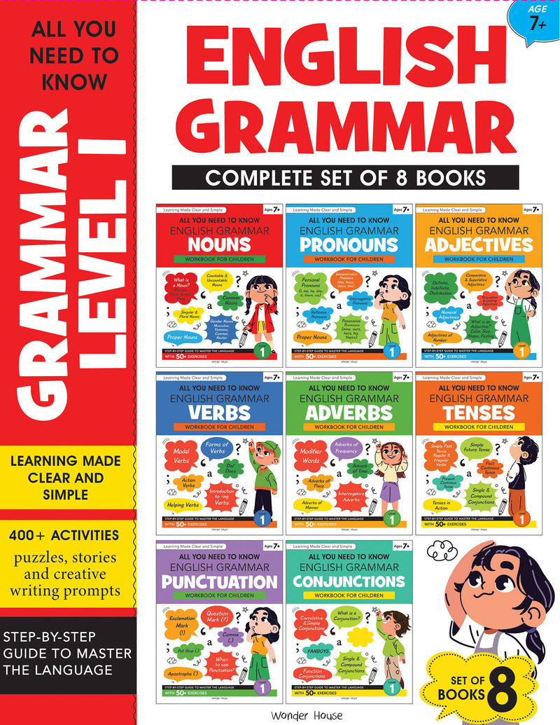All You Need to Know English Grammar Level 1 Boxed Set: Workbooks for Children (Complete Set of 8 Books)