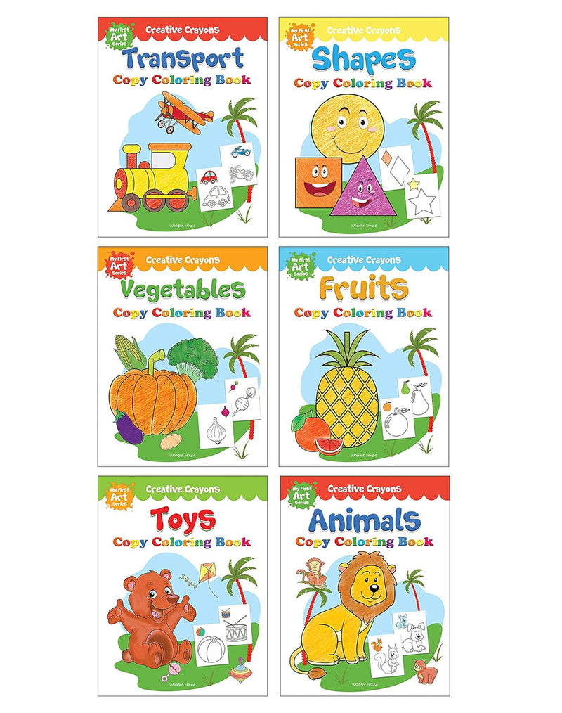 Colouring Books Super Boxset: Pack of 6 Crayon Copy Colour Books for Kids