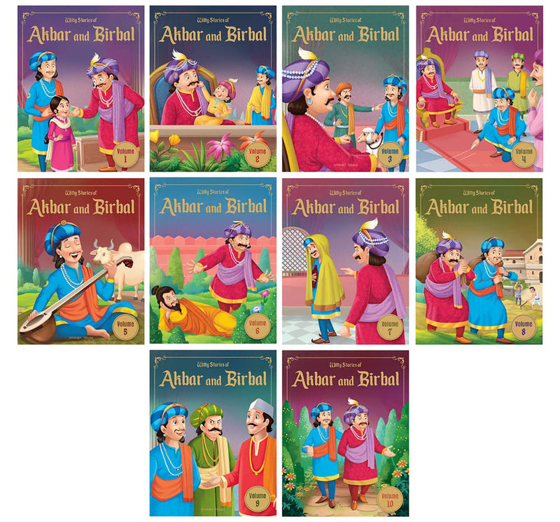 Witty Stories of Akbar and Birbal - Collection of 10 Books: Illustrated Humorous Stories For Kids